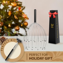 TIPKON Head Massager 28 Fingers Scalp Massager Head Scratcher, Back Massager Back Scratcher for Head Massage and Back Massage (Black)