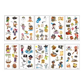 Shalve Pirate Temporary Tattoos Waterproof Fake Tattoos Stickers Color and black and white Gift Idea Fillers Birthday Party Favour Supplies School Prizes Rewards Holiday Décor Classroom Rewards
