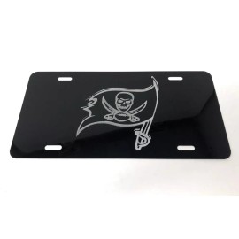 BLVD Tampa bay Buccaneers New Car Tag Diamond Etched on Black Aluminum License Plate