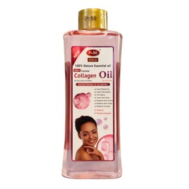 P+50 Gold Collagen Brightening Face & Body Oil 200ml with Kojic Acid – Hydrating Glow Oil for Dark Spots, Hyperpigmentation & Even Skin Tone – Lightweight Moisturising Skin Oil