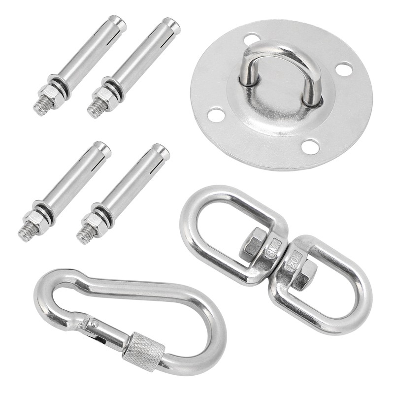 Stainless Steel Hammock/Swing Hanging Kit Ceiling Mounting Plate Snap Hook