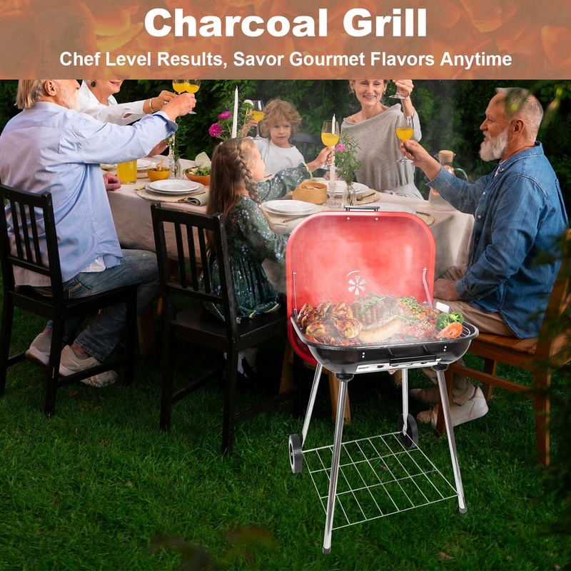 Clearance discount Red Charcoal Grills 22.4inch - Portable grill with
