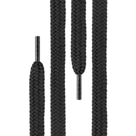 Di Ficchiano Flat Laces for Trainers / Sports Shoes / Very Tear-Resistant / approx. Width 7.0 mm , Length 70 - 200 cm / Polyester / Made in Europe, black