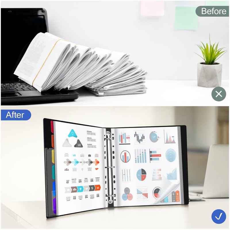 Uquelic 50 Pocket Presentation Binder with Clear Sleeves Letter/A4 Size