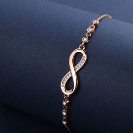 Cosie Lily Christmas Xmas Gift For Women Infinity Bracelet For Women Rose Gold Bracelet With Cubic Zirconia Love Bracelets For Women Ladies Gifts For Christmas