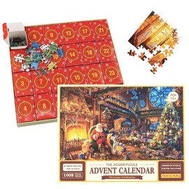 POPOYU Christmas Advent Calendar 2024 Jigsaw Puzzles Kids,27x19inch Xmas Advent Calendar Puzzles 1008 Pieces 24 Days Divided into 24 Boxes,Christmas Puzzles Countdown Calendar for Adults Kids Gifts