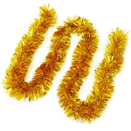 JSRHEEM Pack of 3 Christmas Garland, 2 m Christmas Tinsel Garland, Metallic Garland, Glittering Hanging Decoration for Christmas Tree, Wreath, Wedding, Party, Gold