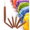 GANPUB Brown Dreadlock Crochet Needles, Bamboo Handle Micro Hook, for