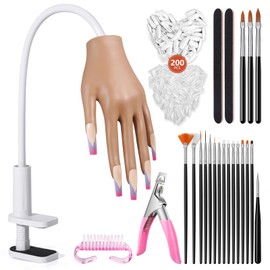 Wilfniee Practice Hand for Acrylic Nails: Nail Tips Won't Fall off From Fake Nail Practice Hand - Flexible Nail Mannequin Hand Practice for Beginners