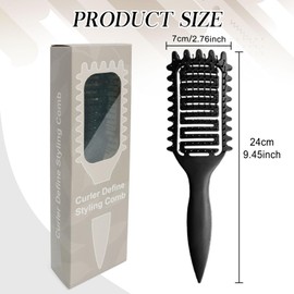 Qufiiry Curly Hair Brush, Hair Brush without Pulling, Curl Defining Brush, Curly Hair Brush Styling Brush, Shaping, and Defining Curls for Women and Men (Black)