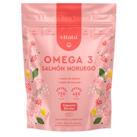 Vitatú | Omega 3 de Salmón Noruego, 1200 mg EPA + DHA, 90 cápsulas blandas, Alta concentración de aceite puro de Salmón, Suplemento Alimenticio