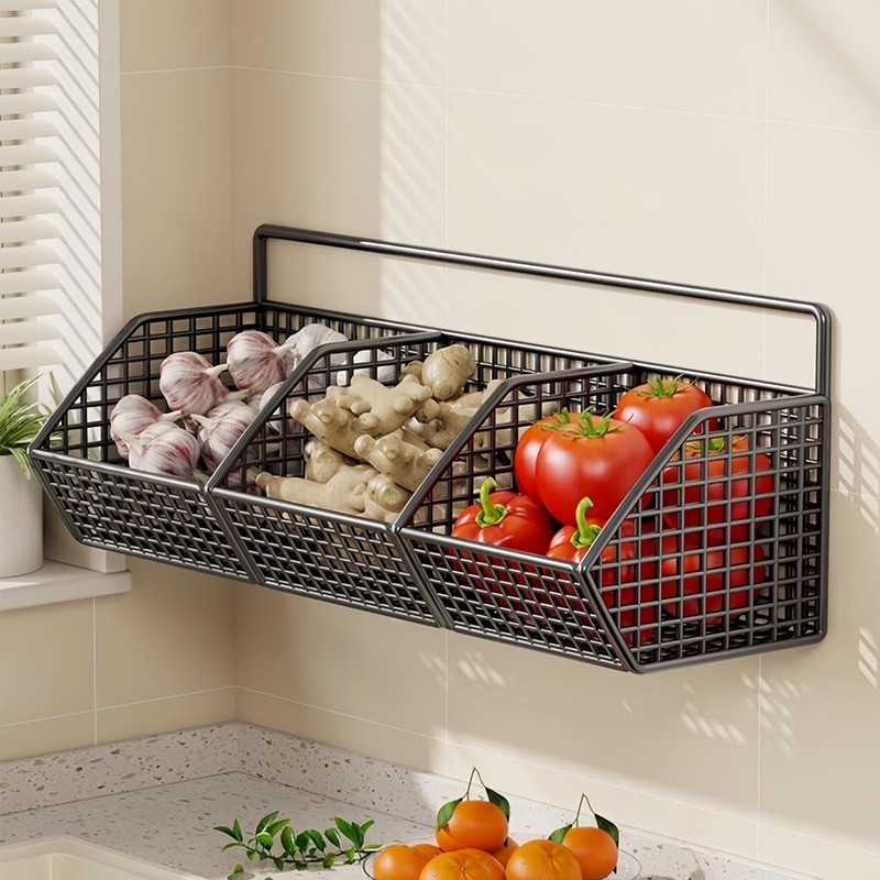 XGVIEGZ Hanging Wire Fruit Basket with Adhesive Hooks, Hanging Fruit