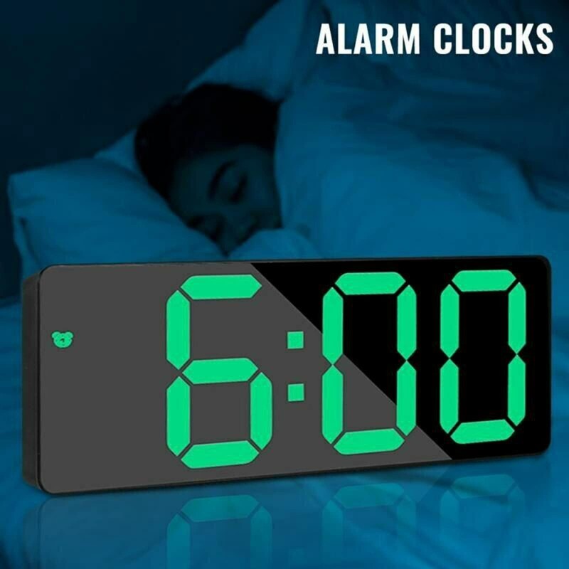 Alarm Clock Led Display Digital Mirror Alarm Clock Battery Plug-in