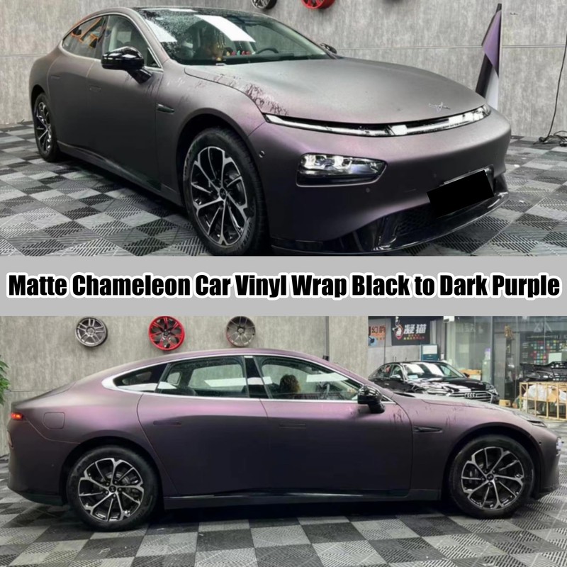 AuMoHall Matte Metallic Black to Charming Dark Purple Satin Chameleon
