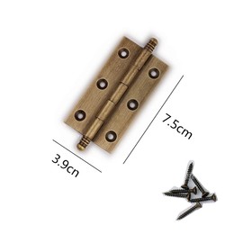 2Pcs Folding Butt Hinges Furniture Hardware Door Hinge Antique Pure Brass Hinges for Cabinet Cupboard Jewelry Box