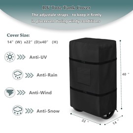 Krismile RV Tote Tank Cover,Heavy Duty Waterproof Portable Camper Cover for 15-21 Gallon Portable Camper (Only Cover,Black)