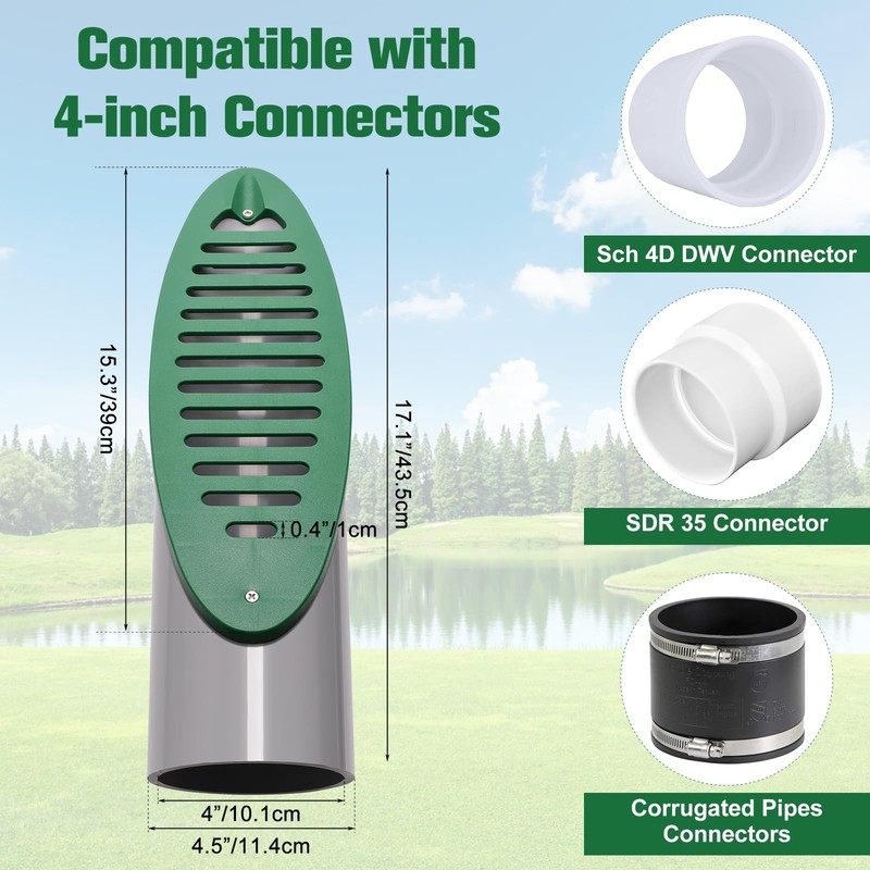Solaradgy 4 Inch Yard Drain, Green Angled Drainage Grate for