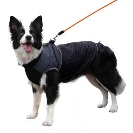 JoyDaog Warm Fleece Dog Coats for Medium Dogs,D-Rings Waterproof Puppy Jacket for Cold Winter,Black XL