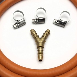 Other 3 WAY Y CONNECTOR SPLITTER KIT WITH 2mt 8mm I/D GAS HOSE & 3 CLIPS