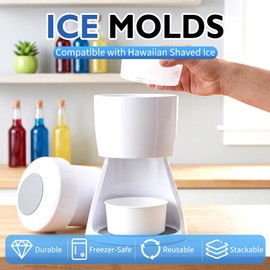 4 Pack Ice Molds Compatible with Hawaiian Shaved Ice, Shaved Ice Cups