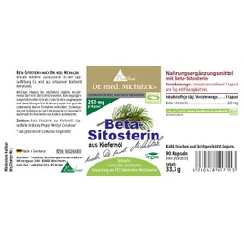 Beta sitosterol – 90 vegan capsules – 250 mg high dose pure beta-sitosterol from pine oil per capsule – according to Dr. Michalzik – without additives – from Biotikon®