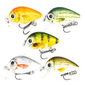 Mister Tackle BX-2 Fishing Lure Mini Wobbler Set Crankbaits for Perch and Trout Spin Fishing - 5 Artificial Baits Including Box