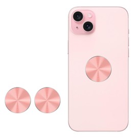 KISMER Metal Plate Sticker 2 Pack for Magnetic Phone Car Mount Holder Cradle Adhesive (Compatible with Magnetic Mounts) - CD Pattern 1.26 inch Round Universal, Rose Gold