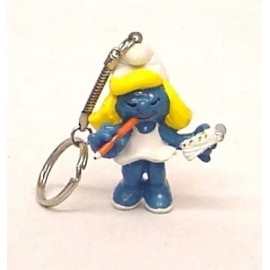 Schleich Vintage 1980's Secretary Smurfette PVC Figure Key chain