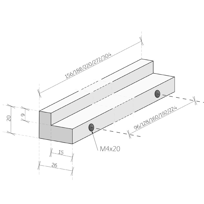 Sossai GAH01 Wooden Furniture Handles Made of Beech Hole Spacing