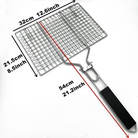 Stainless Steel BBQ Grill Basket With Silicone Brush And Stainless Steel Tong Barbecue Fish Grill Basket for Outdoor Grill Foldable Vegetable Grilling Rack