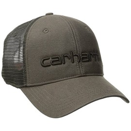 Carhartt Men's Canvas Mesh-Back Logo Graphic Cap, Light Brown, One Size