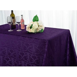 Wedding Linens Inc. 90 Inch x 132 Inch Rectangular Versailles Chopin Jacquard Damask Polyester Tablecloths Table Cover Linens for Restaurant Kitchen Dining Wedding Party Banquet Events - Eggplant