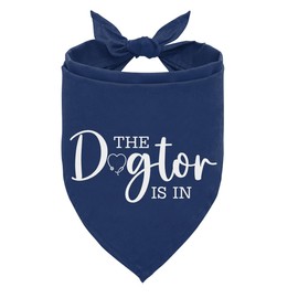 The Dogtor is in Dog Bandana, Funny Cute Therapy Dog Bandana, for Dogs Lovers, Pet Scarf Accessories for Small Medium Dogs Cats Photo Prop, Dark Blue Pet Triangle Scarf