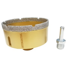 Antengdatool 3-1/2 Inch Dry/Wet Diamond Hole Saw for Angle Grinder - 90mm Porcelain/Tile Core Drill Bits for Ceramic Marble Brick Granite Stones Attach Round Shank Adapter