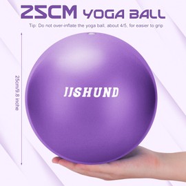 jjshund 25cm Pilates Ball, 9,8 Inch Small Exercise Ball Mini Yoga Ball Gym Ball for Home Gym Pilates, Yoga, Balance, Core Training, Stability, Stretching with Inflation Straw (Purple)