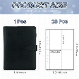 A5 Kpop Photocard Binder, 6 Ring Binder Album with 200 Card Slots, PU Leather Binder Cover with Magnetic Buckle Closure for Organizing Trading Cards (Black)
