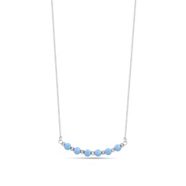 925 Sterling Silver Blue Opal Necklace for Women - Beaded Bar Necklaces for Women Silver - October Birthstone - Silver Statement Necklace for Women - Prom Necklace Silver