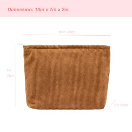 PAZIMIIK PAZIMIIK Makeup Bag Large Zipper Corduroy Make Up Pouch for Purse Travel Canvas Cosmetic Organizer for Women Brush Storage,Brown