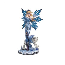 ICE ARMOR 12.75" H Snow Fairy with Baby and White Tiger Statue Fantasy Decoration Figurine