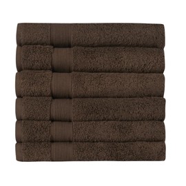 HOME ESSENTIALS Set of 6 Turkish Hand Towels for Bathroom 100% Cotton, 600 GSM Soft Touch, Fluffy, Easy Dry, Luxurious, Comfortable, Sustainable Turkish Towel 16"x30" Brown