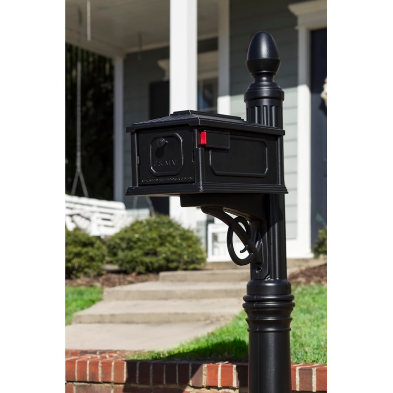 Architectural Mailboxes Stratford Plastic Mailbox and Post Kit, SC000BAM, Black,