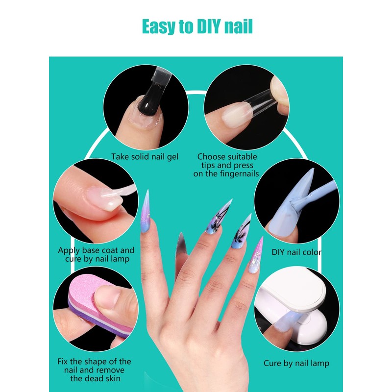 Deciniee Nail Tips, Pack of 240 Full Coverage Square Straight