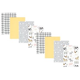 Hudson Baby Cotton Poly Flannel Burp Cloths Multipack, Cute Farm 8-Pack, One Size