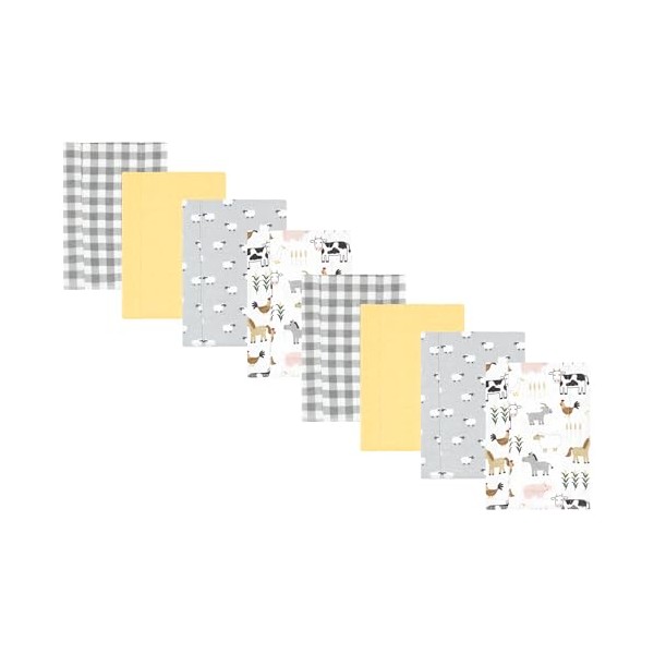Hudson Baby Cotton Poly Flannel Burp Cloths Multipack, Cute Farm