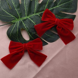 Red Christmas Hair Bow Clips Barrettes for Women Christmas Bowknot Hair Clips French Vintage Bow Hair Clips Small Hair Bow Clips for Womens Girls Red Christmas Hair Accessories for Girls Women