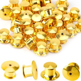 30 Pieces Pin Holder Keepers Clasp Needle Back Lock Flat Head clamp Badge Fastener Tie Tack Lapel Brooch Enamel Lapel Pins Lock and DIY Crafts,Without Needle - Gold - Color: Gold