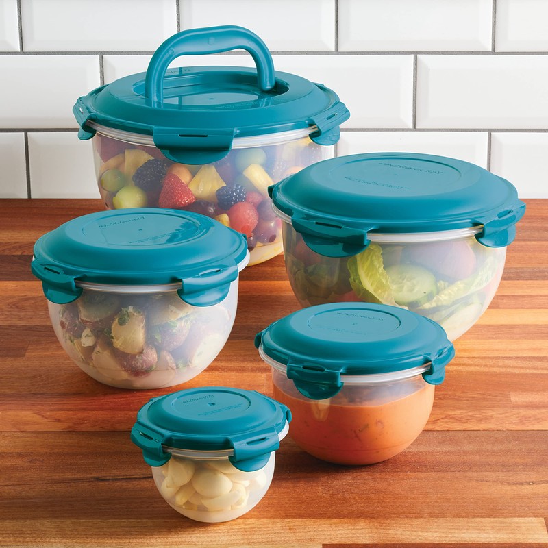 Rachael Ray Leak-Proof Nestable Container Food Storage Bin Set, 10-Piece,