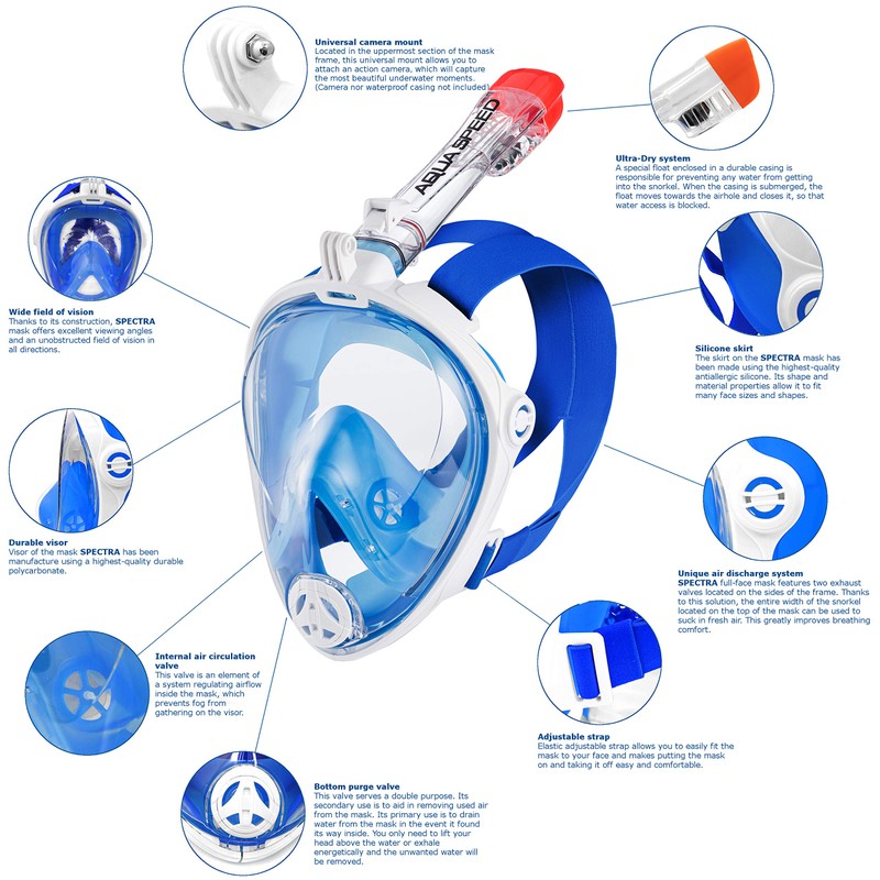 Aqua Speed Children's Diving Mask, 180° Panorama Diving Mask, Full