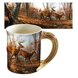 Wild Wings Sculpted Mugs - Autumn Run Antler Handle 16oz.