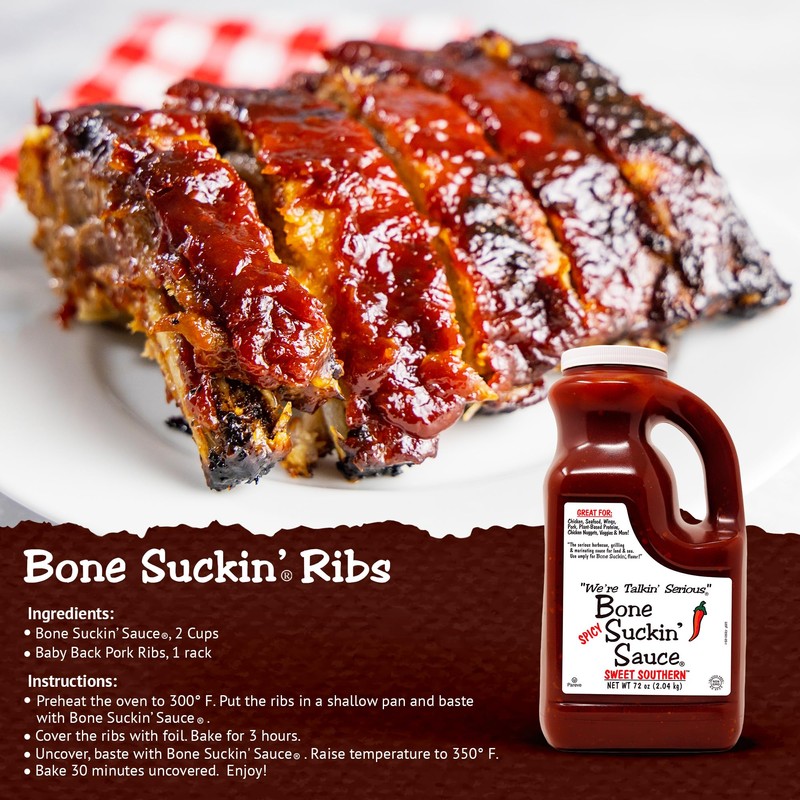Bone Suckin' Spicy Sweet Southern BBQ Sauce, All-Purpose Barbecue Sauce,